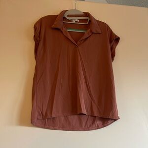 Green Envelope Notch Neck Collar Blouse